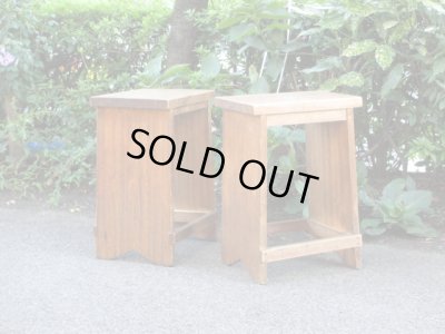 画像2: レトロな木製スツール 椅子 サイドテーブル 花台
