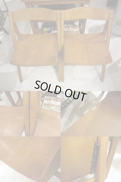 画像4: レトロ 木味良い 木製フォールディングチェア 折り畳み椅子 