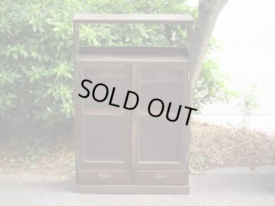 画像2: 昭和レトロ 桜材ガラス棚 本箱