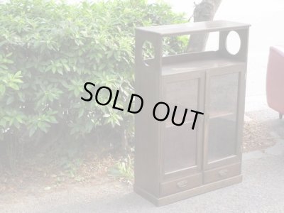 画像3: 昭和レトロ 桜材ガラス棚 本箱