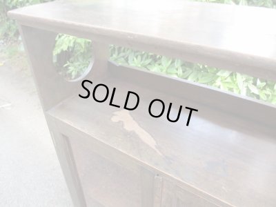 画像8: 昭和レトロ 桜材ガラス棚 本箱