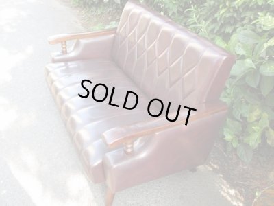 画像5: レトロな2.5人掛けソファ 茶