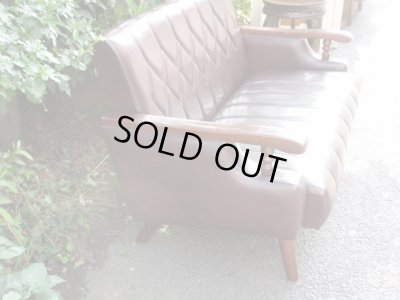 画像4: レトロな2.5人掛けソファ 茶