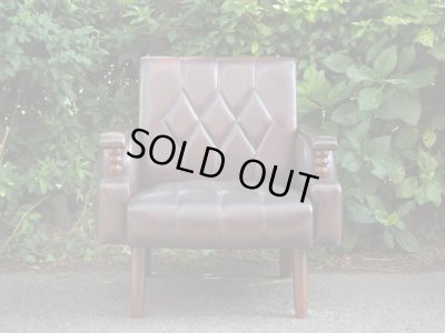 画像2: レトロな一人掛けソファ 茶 (2)