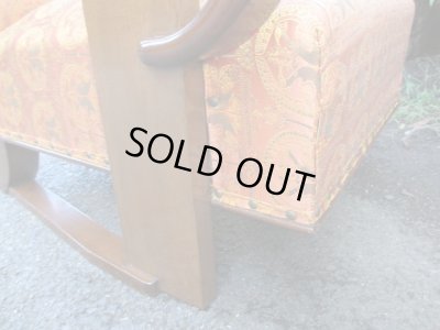 画像10: オリエンタル柄の一人掛けソファ 桜材 (2)