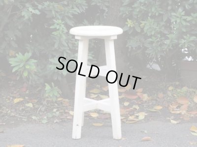 画像2: 古い白ペイントスツール 椅子