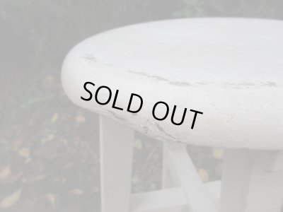 画像5: 古い白ペイントスツール 椅子