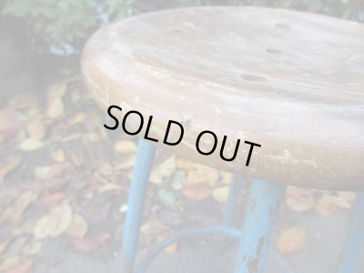 画像7: ヴィンテージ ブルーの鉄脚スツール