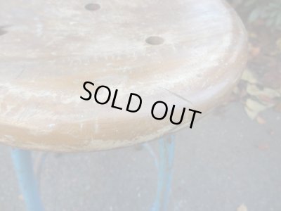 画像6: ヴィンテージ ブルーの鉄脚スツール