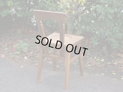 画像5: レトロな古い楢材の木製チェア 椅子