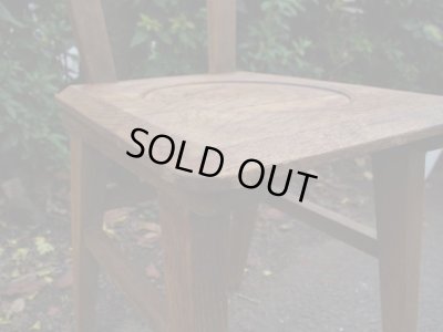 画像10: レトロな古い楢材の木製チェア 椅子