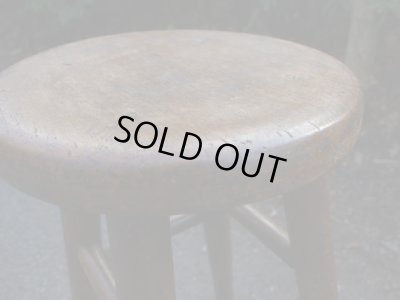 画像6: アンティーク 木製スツール 丸椅子