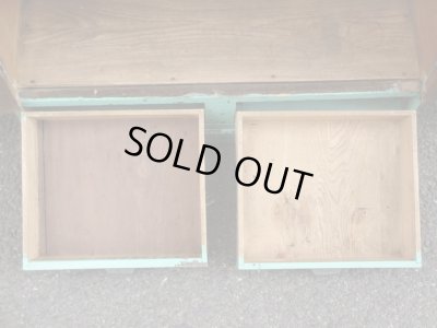 画像10: レトロポップ ペイントされたダイヤガラス戸の本箱 キャビネット