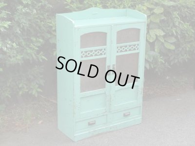 画像3: レトロポップ ペイントされたダイヤガラス戸の本箱 キャビネット