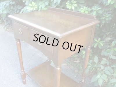 画像5: 古いオーク無垢材の小机 コンソールテーブル