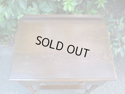 画像7: 古いオーク無垢材の小机 コンソールテーブル