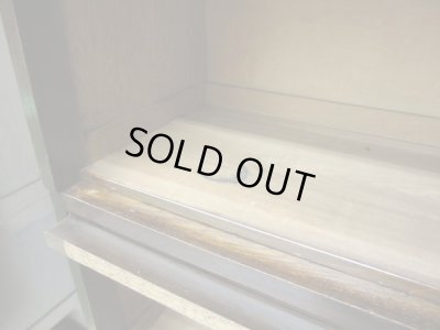 画像14: アンティーク スライド扉のガラス本箱 シャツケース キャビネット 楢材