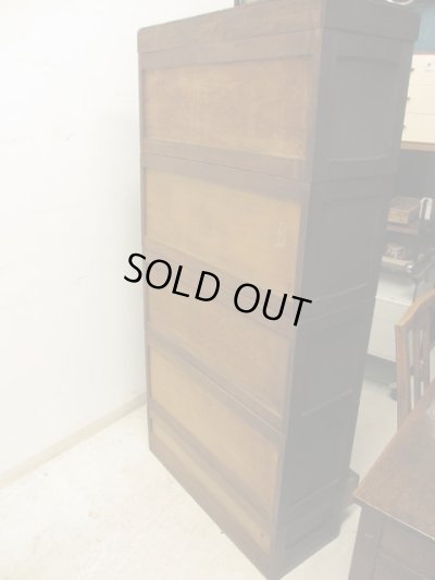 画像6: アンティーク スライド扉のガラス本箱 シャツケース キャビネット 楢材