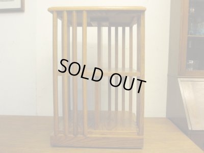 画像3: 古いオーク材の回転式ブックシェルフ 本棚本立て