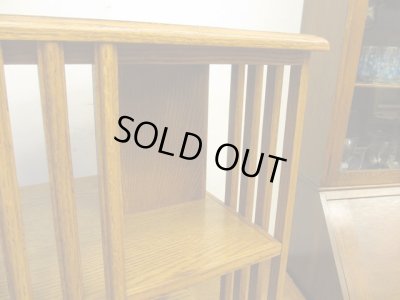 画像5: 古いオーク材の回転式ブックシェルフ 本棚本立て