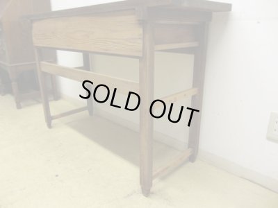 画像13: ヴィンテージ 横長の木製デスク 平机