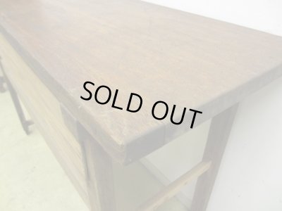 画像14: ヴィンテージ 横長の木製デスク 平机