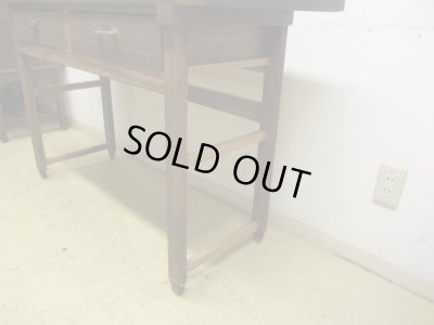 画像11: ヴィンテージ 横長の木製デスク 平机