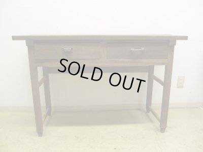 画像2: ヴィンテージ 横長の木製デスク 平机