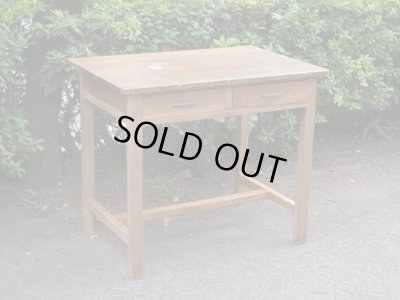 画像2: ヴィンテージ ２杯引出し平机 デスク 作業台