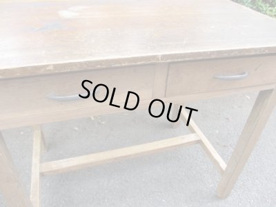 画像10: ヴィンテージ ２杯引出し平机 デスク 作業台