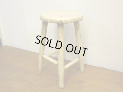 画像2: アンティーク シャビーな丸椅子 スツール