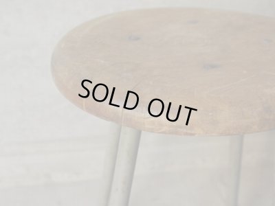 画像6: ヴィンテージ 古い鉄脚のスツール 丸椅子