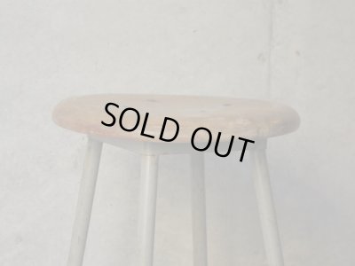 画像8: ヴィンテージ 古い鉄脚のスツール 丸椅子