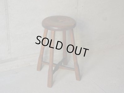 画像3: アンティーク 丸椅子 木製スツール