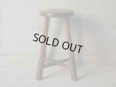 画像2: アンティーク 丸椅子 木製スツール