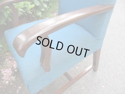 画像10: アンティーク ブルーの一人掛けソファ アームチェア（２）