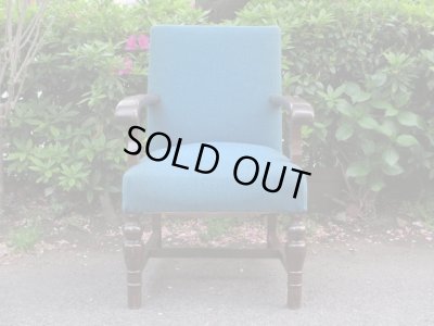 画像4: アンティーク ブルーの一人掛けソファ アームチェア（２）