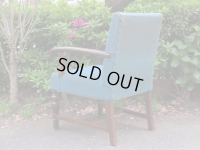 画像3: アンティーク ブルーの一人掛けソファ アームチェア（２）