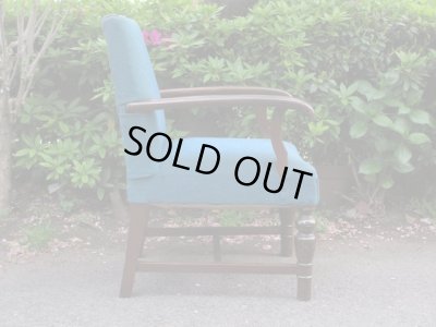 画像5: アンティーク ブルーの一人掛けソファ アームチェア（２）