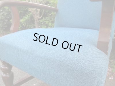 画像10: アンティーク ブルーの一人掛けソファ アームチェア