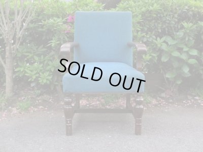 画像4: アンティーク ブルーの一人掛けソファ アームチェア