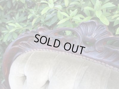 画像7: アンティーク シングルソファ モスグリーン ロココ調 一人掛け (2)