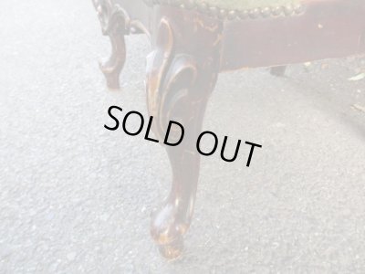 画像11: アンティーク シングルソファ モスグリーン ロココ調 一人掛け (2)