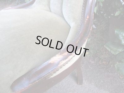 画像9: アンティーク シングルソファ モスグリーン ロココ調 一人掛け (2)