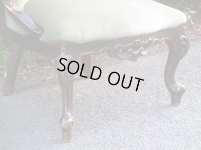 画像6: アンティーク シングルソファ モスグリーン ロココ調 一人掛け (2)