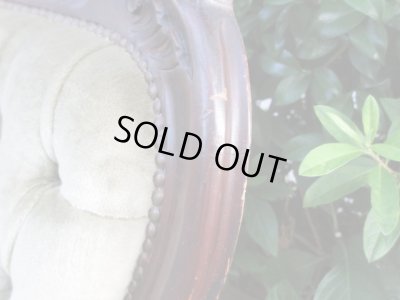 画像8: アンティーク シングルソファ モスグリーン ロココ調 一人掛け (2)