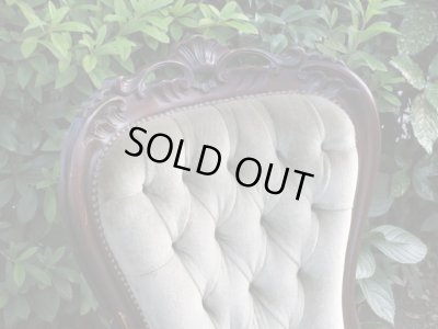 画像5: アンティーク シングルソファ モスグリーン ロココ調 一人掛け (2)