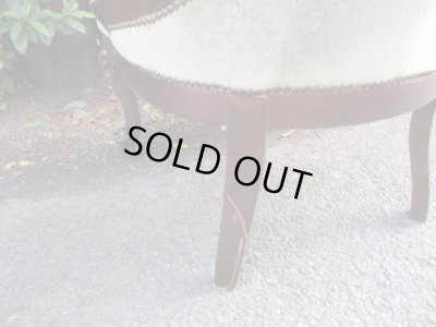 画像12: アンティーク シングルソファ モスグリーン ロココ調 一人掛け (2)