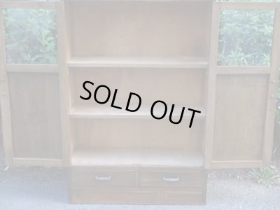 画像4: ヴィンテージ 木味良いガラス本箱 キャビネット 楢材