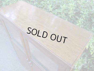 画像6: ヴィンテージ 木味良いガラス本箱 キャビネット 楢材